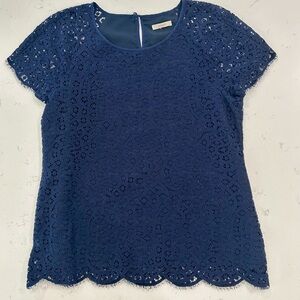 J. Crew Navy Lace Blouse